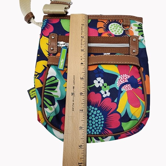 Lily Bloom Floral Crossbody Bag 8.5"x7.5" With Adjustable Strap and Pockets - Picture 3 of 9